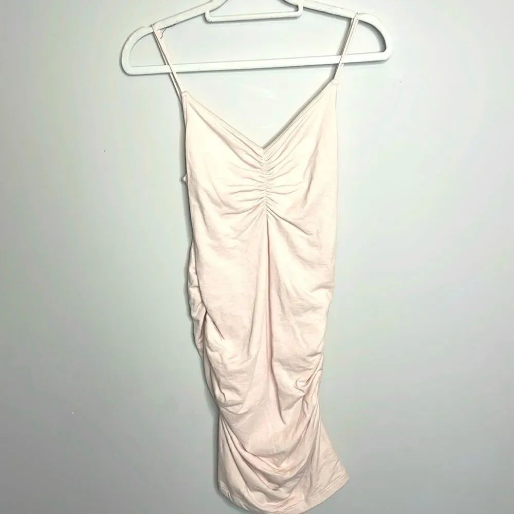 Sundry light pink side ruched V neck tank dress size 2